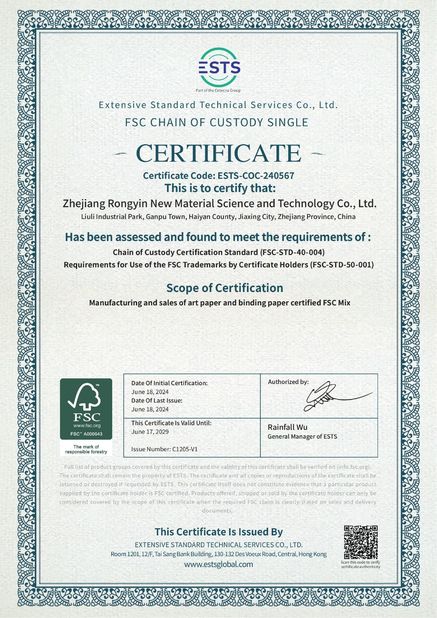 China Zhejiang Rongyin New Material Technology Co., Ltd. certification
